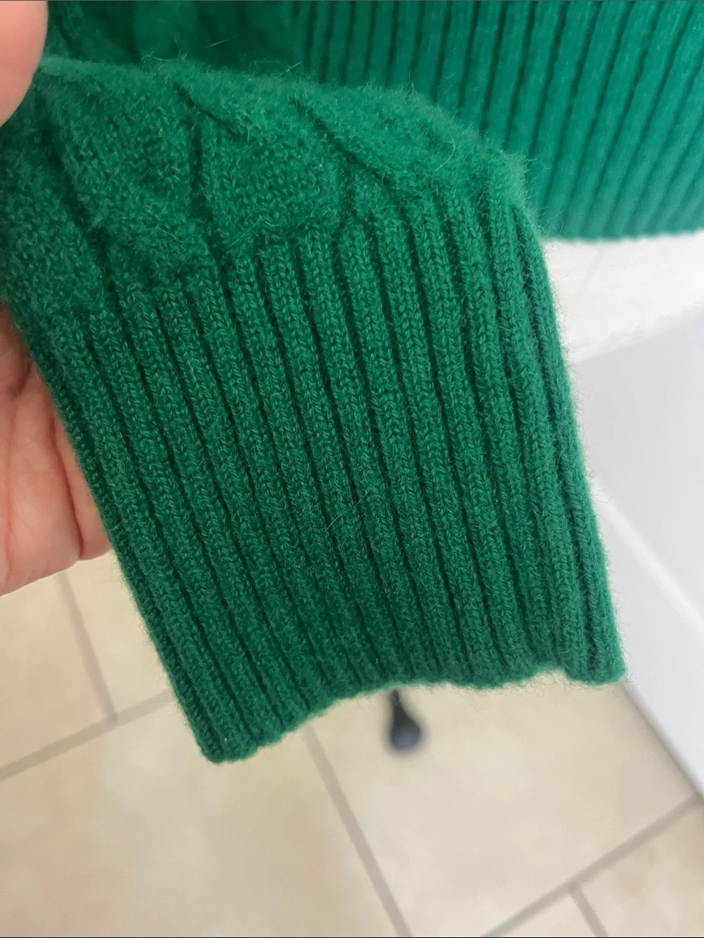 NWOT j.Crew cashmere cableknit crewneck jungle green ribbed sweater XL